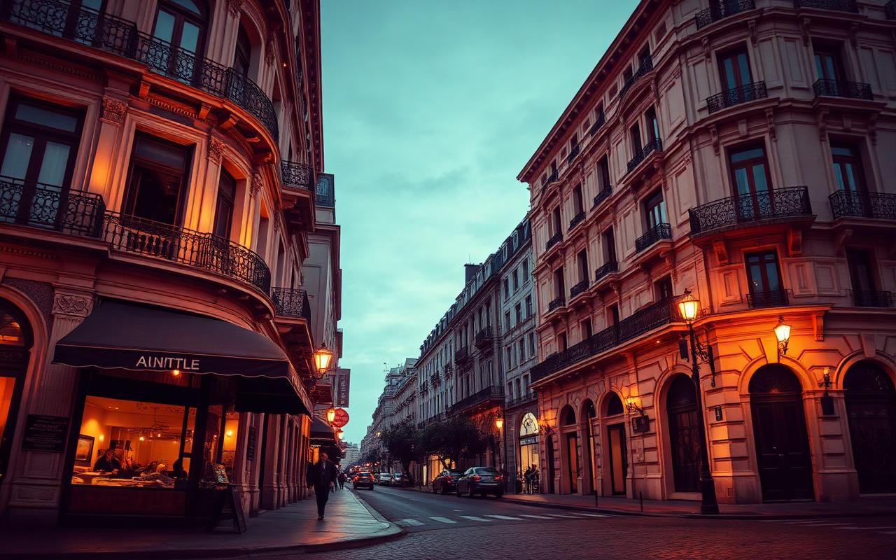 esquina em Buenos Aires ao entardecer
