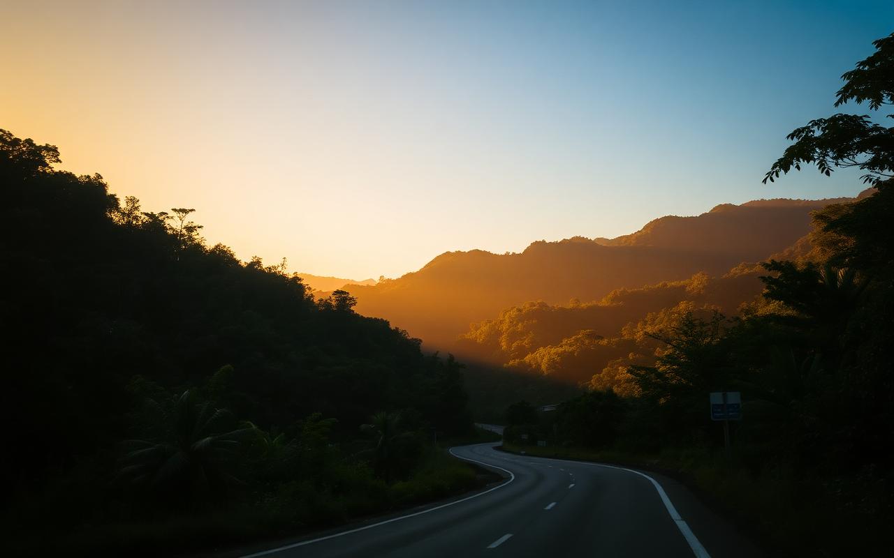 estrada verde entre montanhas na Costa Rica